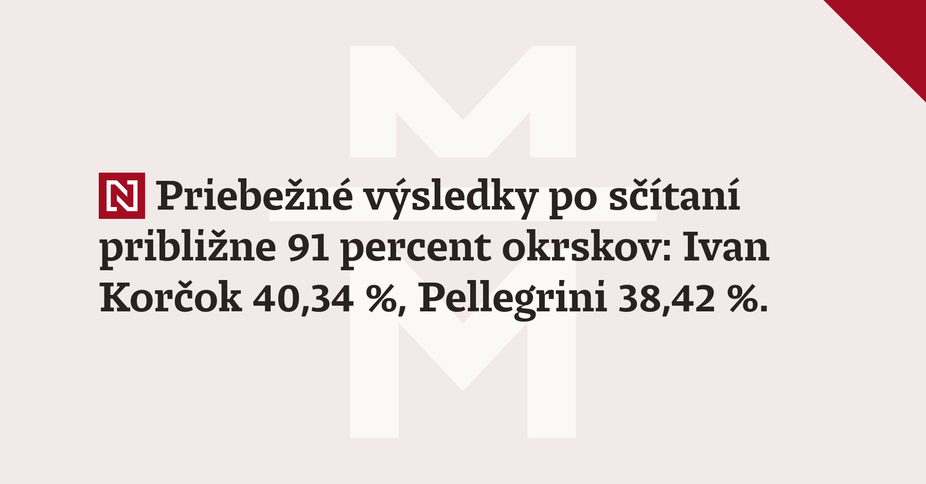 Priebežné výsledky po sčítaní približne 91 percent okrskov