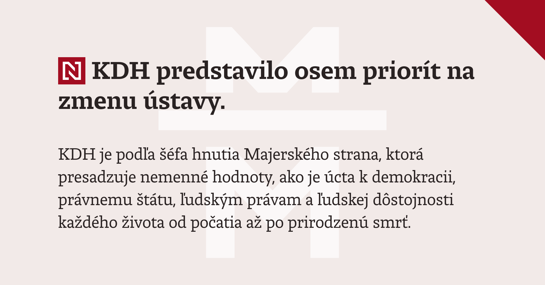 KDH predstavilo osem priorít na zmenu ústavy