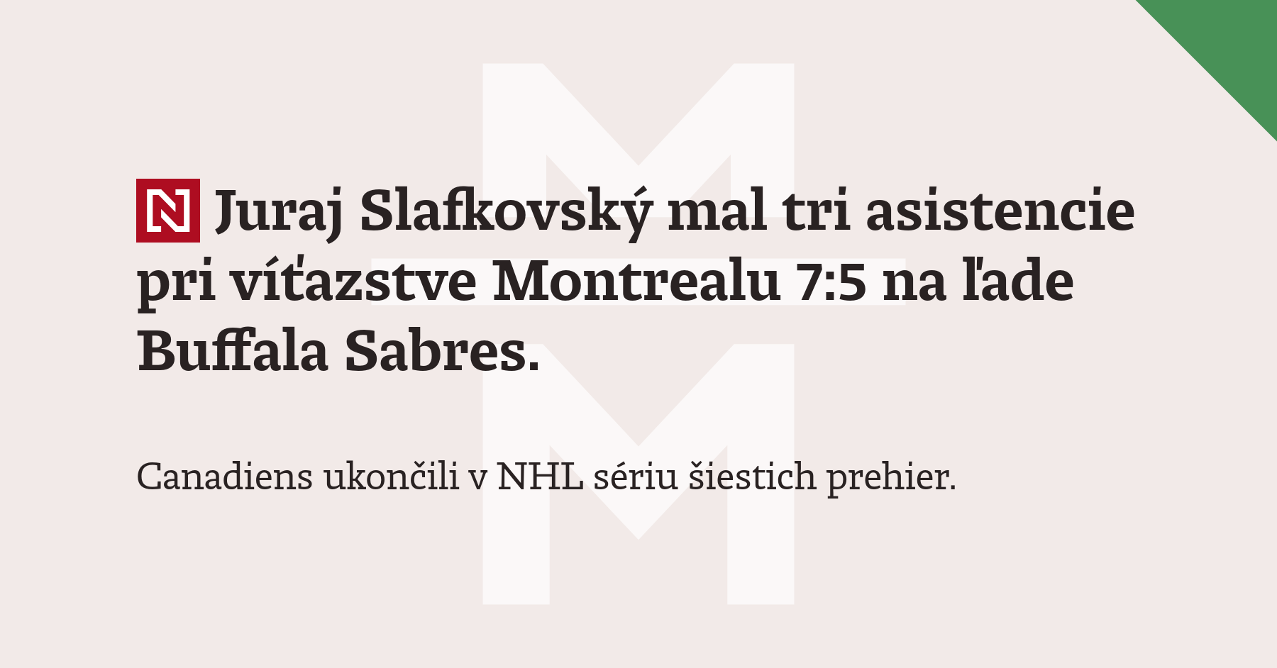 Juraj Slafkovský mal tri asistencie pri víťazstve Montrealu 7:5 na ľade Buffala Sabres