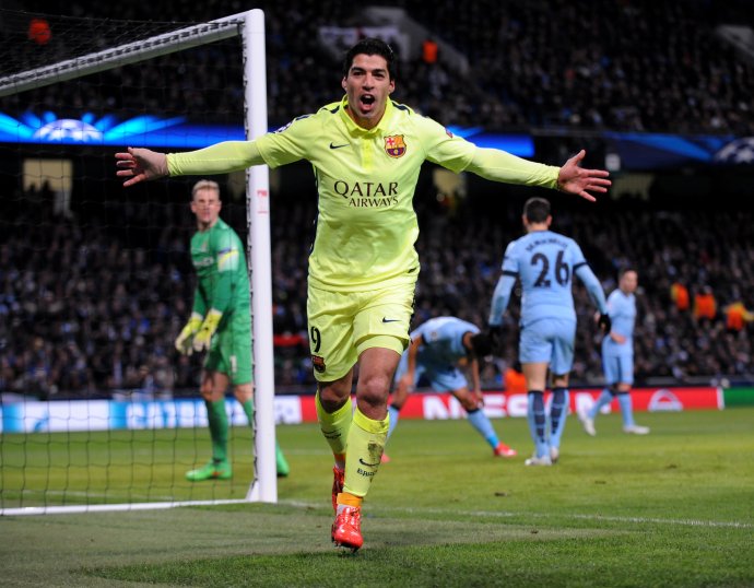 Luis Suarez sa teší z gólu v sieti Manchestru City. Foto - AP