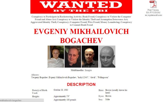 FBI ponúka odmenu za dolapenie Jevgenija Bogačeva. FOTO - FBI