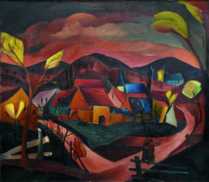 František Foltýn: Vesnice na rozcestí. 1922. Moravská galerie v Brně.