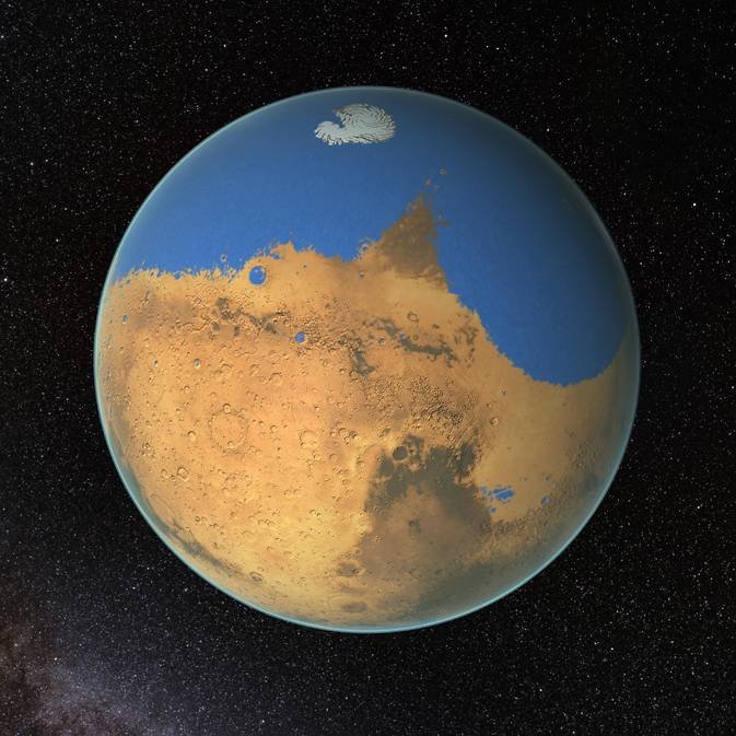 Vizualizácia oceánu na Marse. FOTO - NASA/GSFC
