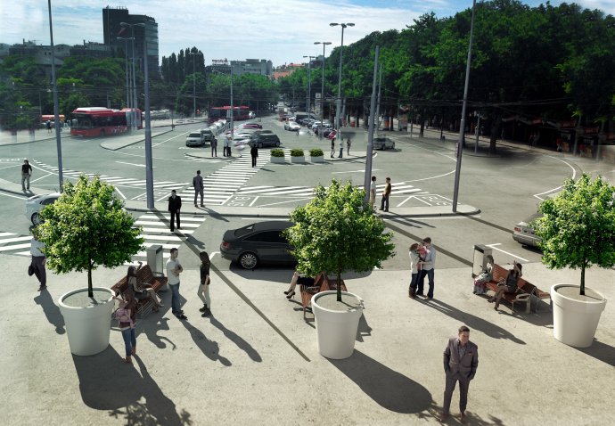 Námestie pred hlavnou stanicou podľa predstáv vedenia Bratislavy. Vizualizácia - Bratislava