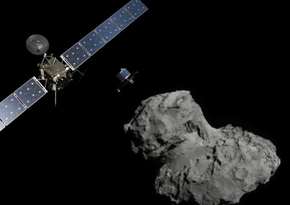 Modul Philae sa po dlhých mesiacoch mlčania opäť ozval pripravený na nové merania na kométe s označením 67P Čuriumov-Gerasimenko Foto – ESA/Rosetta/Navcam