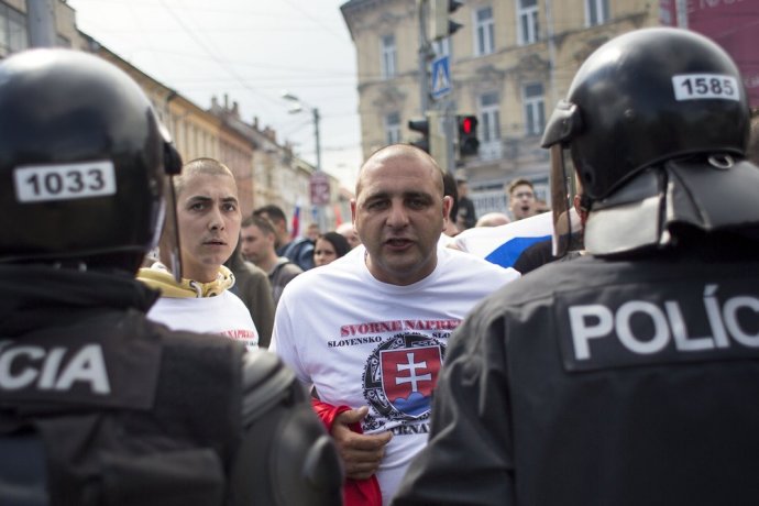 V Bratislave bol protest proti imigrantom v júni, na dnes ho zvolal Marián Kotleba do Žiliny. Foto N