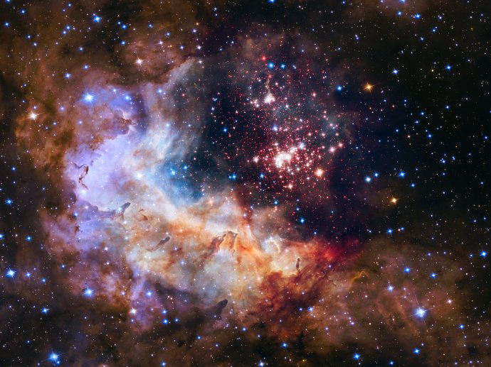 Záber na hviezdy súhvezdia Carina, ktoré sa nachádza 20000 svetlených rokov od Zeme. Záber je z Hubblovho vesmírneho teleskopu. FOTO - TASR / AP