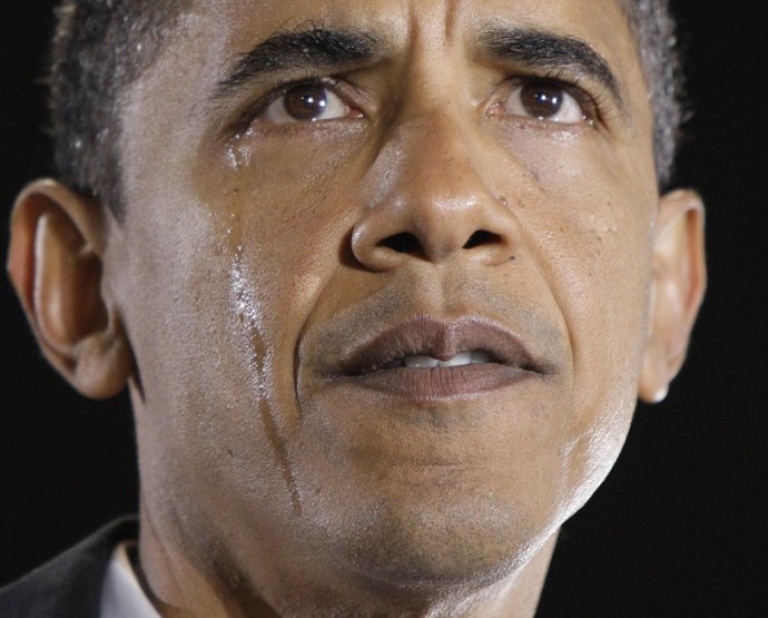 Ženy plačú viac, ale dokážu to aj muži. Barack Obama plače na predvolebnom mítingu v roku 2008. Foto - Tasr/Ap