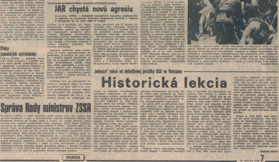 Nájdete správu o výbuchu v Černobyli? Pravda 30. apríla 1986. Reprofoto - N