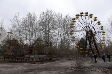 Opustený lunapark v meste Pripiať neďaleko Černobyľu dnes. Foto – TASR
