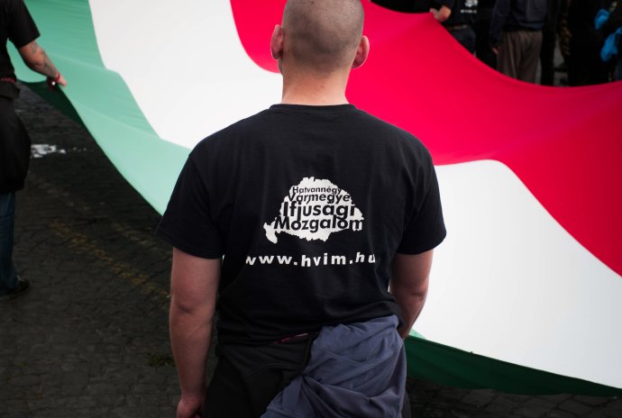 Pochod extrémistov v Budapešti k výročiu Trianonu v roku 2013. Foto - TASR