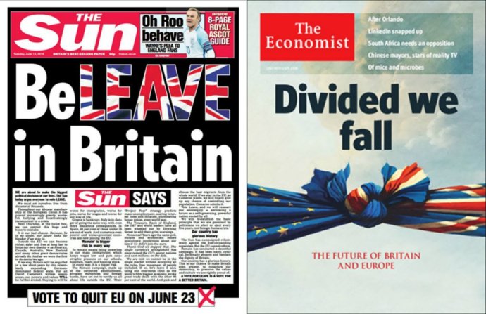 Bulvár Sun a magazín Economist. Dva odlišné pohľady na brexit.