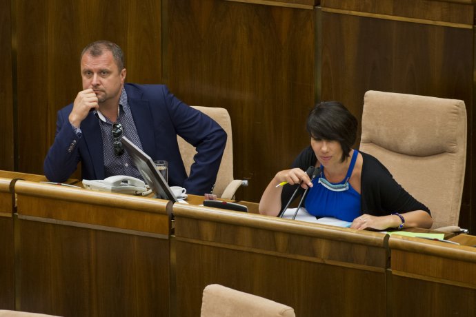 Dvaja podpredsedovia parlamentu – Andrej Hrnčiar a Lucia Nicholsonová. Foto – TASR