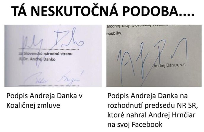 Podpisy Andreja Danka. Zdroj – SaS