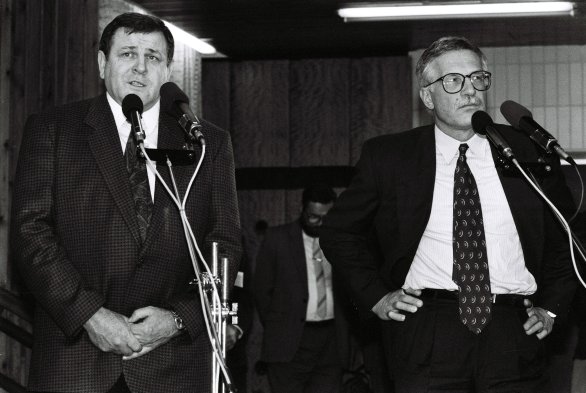 Václav Klaus a Vladimír Mečiar v októbri 1992. Foto - TASR