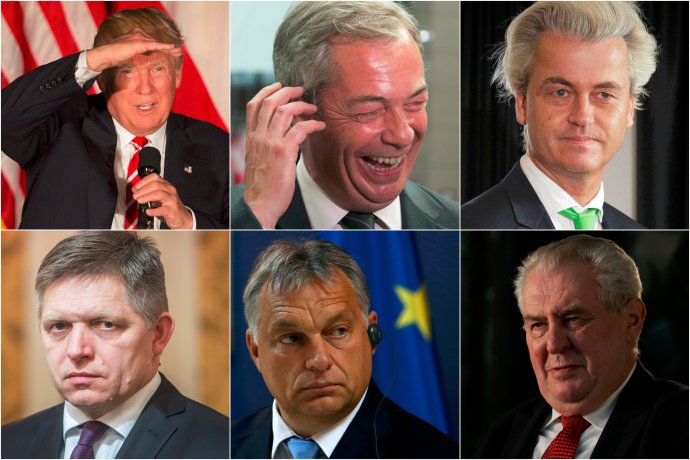 Trump, Farage, Wilders, Fico, Orbán a Zeman. Foto – TASR a N, Tomáš Benedikovič