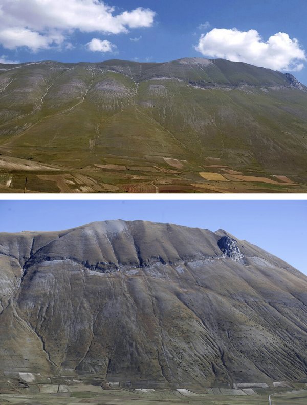 Foto: Na pohorí Vettore sa dva dni po silnom zemetrasení v…