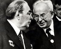 Gustáv Husák s Brežnevom v roku 1978 v Prahe. Foto -archív TASR