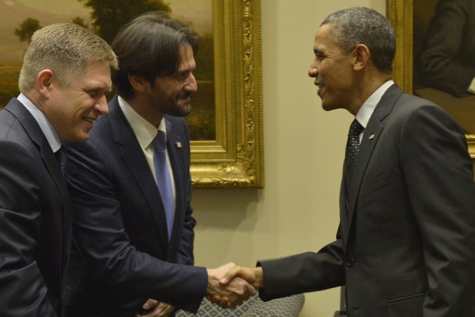 Obama, Fico a Kaliňák v Bielom dome v roku 2013. Foto – archív TASR
