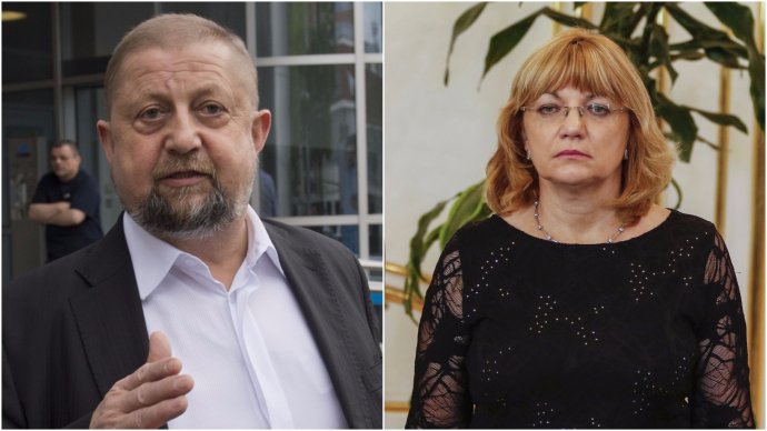 Štefan Harabin a predsedníčka Súdnej rady Jana Bajánková, ktorá so svojím disciplinárnym návrhom neuspela.
