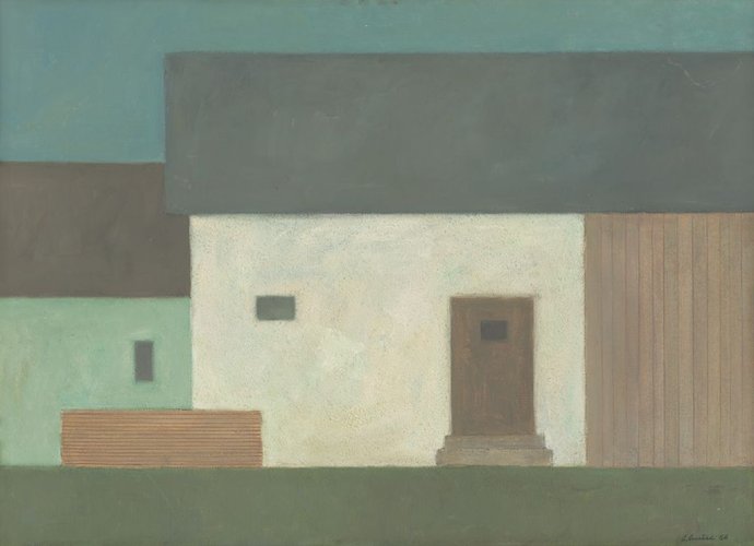 Eduard Antal: Na dvore. Maľba, 1966. OGD
