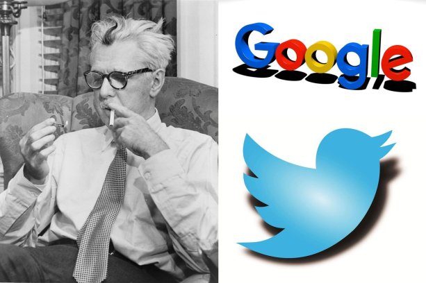 James Thurber (1894 – 1961), Google & Twitter. Zdroj – Wikimedia & pixabay/Mizter_x94 & pixabay/redymzoy0