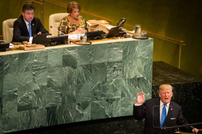 Predseda Valného zhromaždenia OSN Miroslav Lajčák a americký prezident Donald Trump. Foto N – Vladimír Šimíček