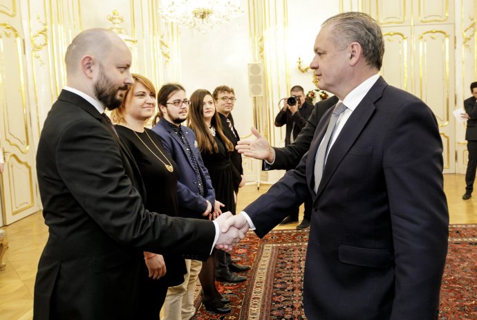 Riaditeľ Iniciatívy Inakosť Martin Macko počas prijatia prezidentom Andrejom Kiskom. Foto – TASR