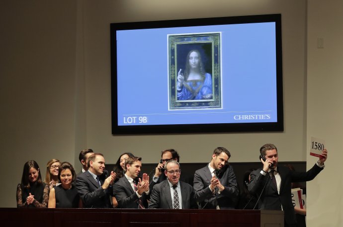 Aukcia maľby Leonarda da Vinci. Foto – TASR/AP
