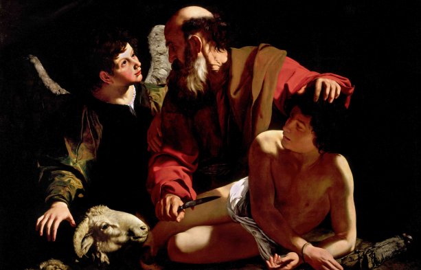 Caravaggio: Abrahám a obetovanie jeho syna Izáka. Olej na plátne, 1598.