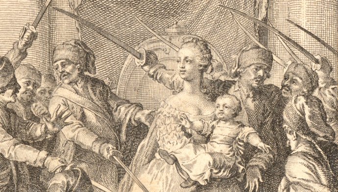 Johann Ernst Mansfeld: Mária Terézia na uhorskom sneme 1741. Zdroj: webumenia.sk