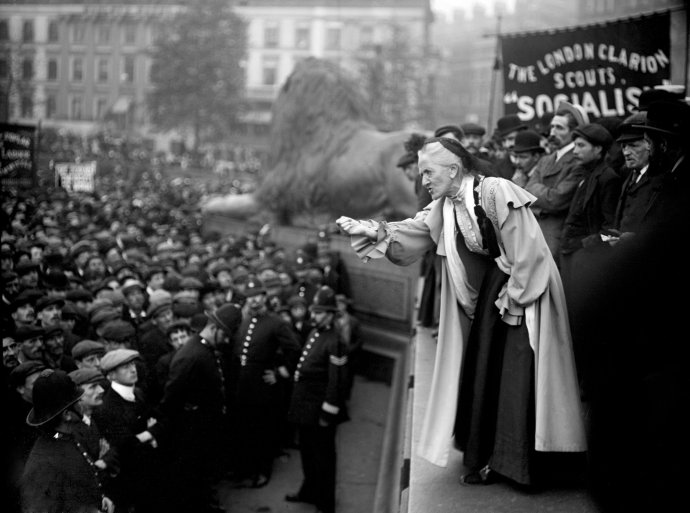 Britská sufražetka Charlotte Despardová na demonštrácii 1. júna 1910. Foto – TASR/AP