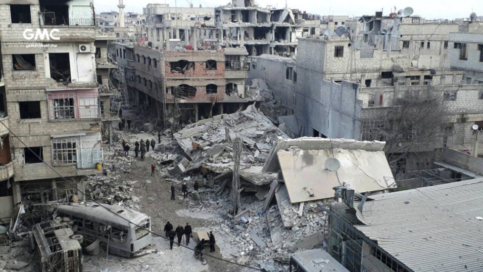 Po bombardovaní vo východnej Ghúte. Foto – AP