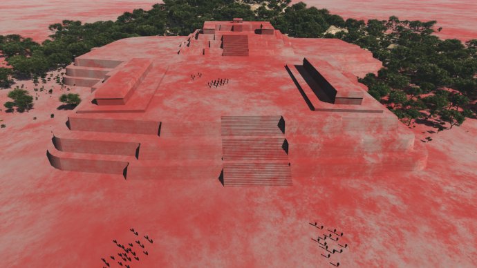Hypotetická vizualizácia veľkej centrálnej pyramídy objavená mapovaním Tibora Lieskovského. Foto – Centrum mezoamerických štúdií