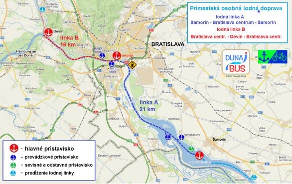 Mapa možných prístavov. Zdroj – Pro Danubia