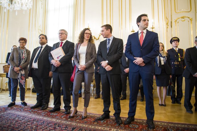 Delegácia poslancov Európskeho parlamentu v Prezidentskom paláci. Foto – TASR/Jakub Kotian