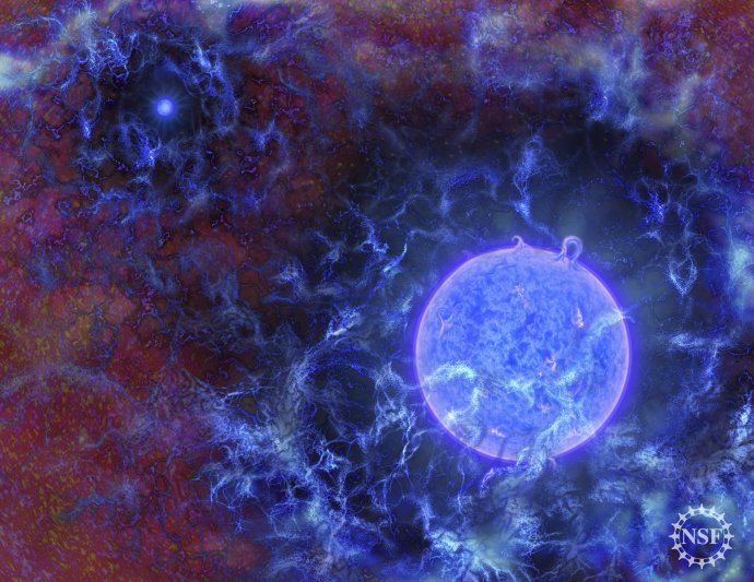 Takto mohli podľa Národnej vedeckej nadácie vyzerať prvé hviezdy. Foto - AP