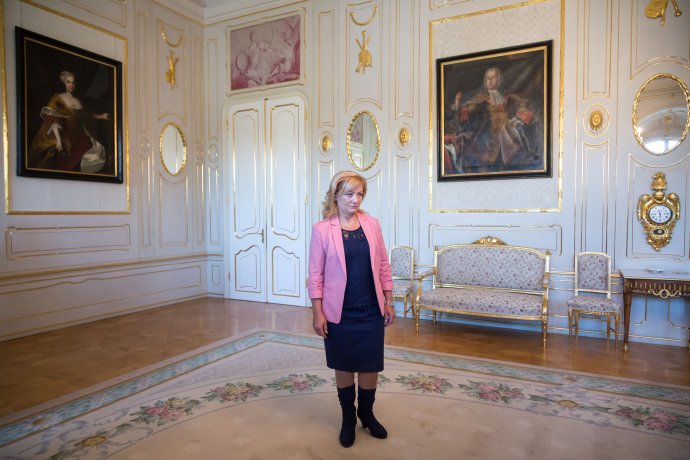 Ľubica Laššáková prvýkrát v Prezidentskom paláci, keď sa mala v roku 2018 stať ministerkou kultúry. Foto N – Tomáš Benedikovič