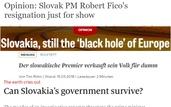 Titulky svetových médií o Slovensku. Druhý článok písal Mikuláš Dzurinda. Koláž - N