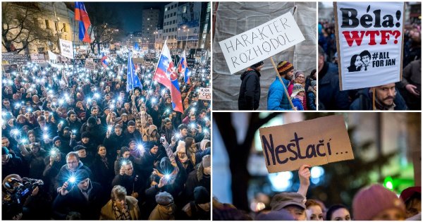 Na Benetinovu hymnu sa rozžiarili tisíce mobilov, protest v&nbsp;Bratislave opäť zlomil rekord (fotogaléria)