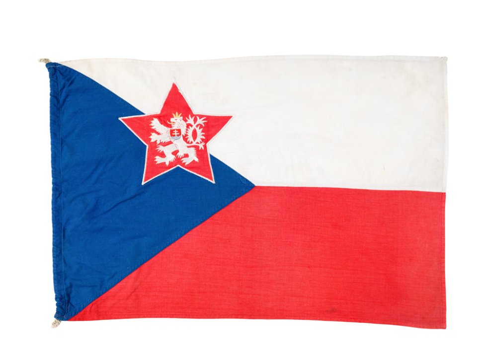 Vlajka, ktorou boli označované člny vojsk pohraničnej stráže ČSĽM - 1952. Foto - Martin Deko