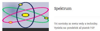 Relácia Spektrum v programe RTVS (Zdroj: https://www.rtvs.sk/radio/program/1136#).