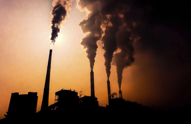 Silhouette of a power plant