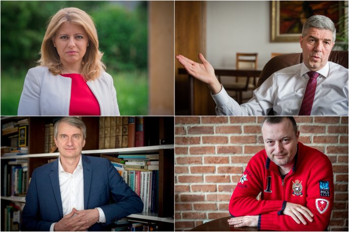 Prezidentskí kandidáti Zuzana Čaputová, Béla Bugár, Robert Mistrík a Milan Krajniak. Foto – N