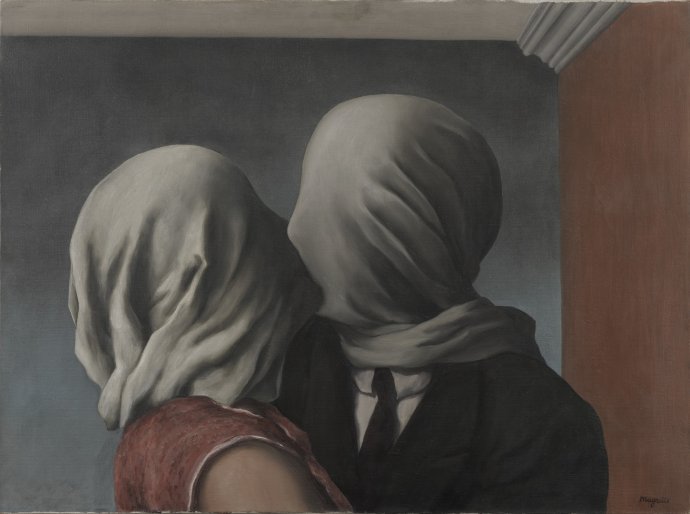 René Magritte: Lovers, 1928. © 2018 C. Herscovici, Brussels / Artists Rights Society (ARS), New York