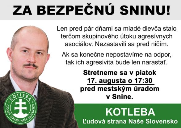 Na webových stránkach ĽSNS aj v utorok visela pozvánka na zhromaždenie, ktoré deň pred tým mesto Snina zakázalo.