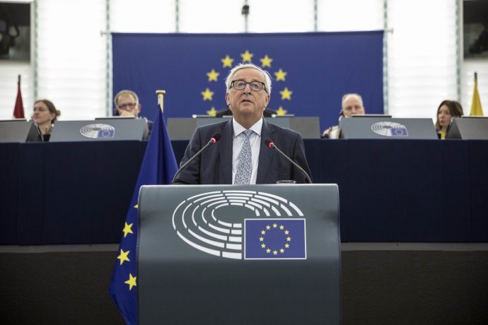 Juncker počas svojho štvrtého prejavu o stave Únie. Foto - TASR/AP