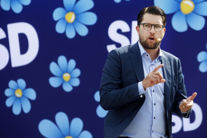 Líder populistických Švédskych demokratov Jimmie Åkesson. Foto - TASR/AP