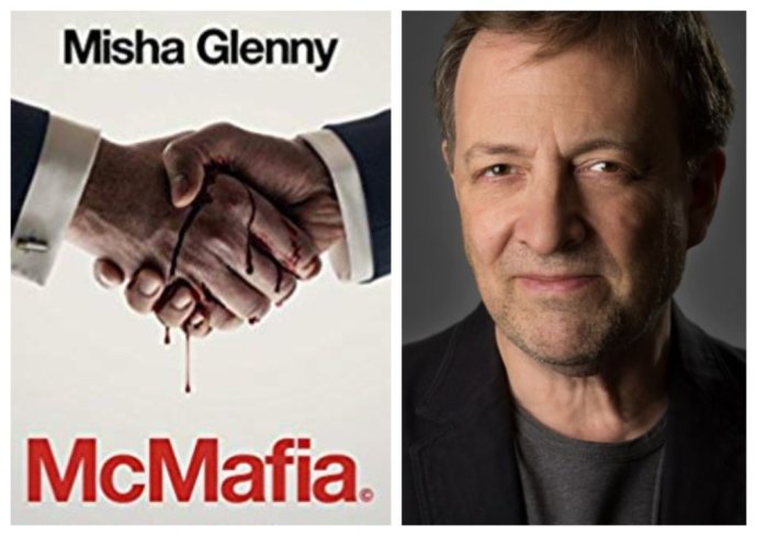 Britský novinár a historik Misha Glenny a obálka jeho knihy McMafia. Foto - Mishaglenny.com