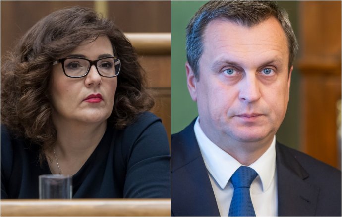 Ministerka školstva Martina Lubyová (nominantka SNS) a šéf SNS Andrej Danko. Foto - TASR/N Tomáš Benedikovič